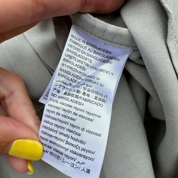 Calvin Klein Utility Roll Tab Sleeve Button Down Blouse - Tarragon Green - Picture 13 of 16